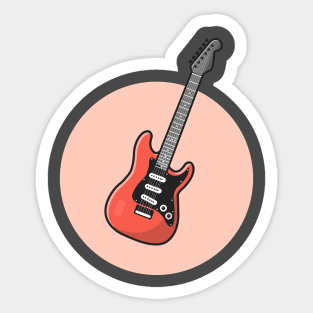 Guitar Cartoon Vector Icon Illustration Sticker